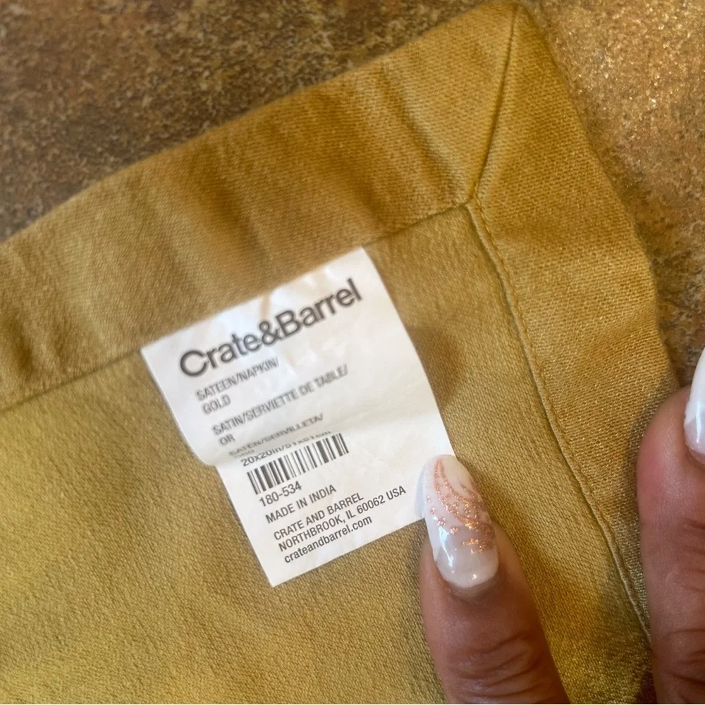 Crate & Barrel Napkin Table Linens Set of 6 Rayon Cotton Sateen Sage Green